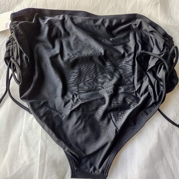 NEW SO Juniors Bikini Swim bottom with side tie high waisted ruched Black NWT 3X - Picture 4 of 6